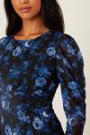 Dorothy Perkins Petite Blue Floral Print Mesh Midi Dress thumbnail 4