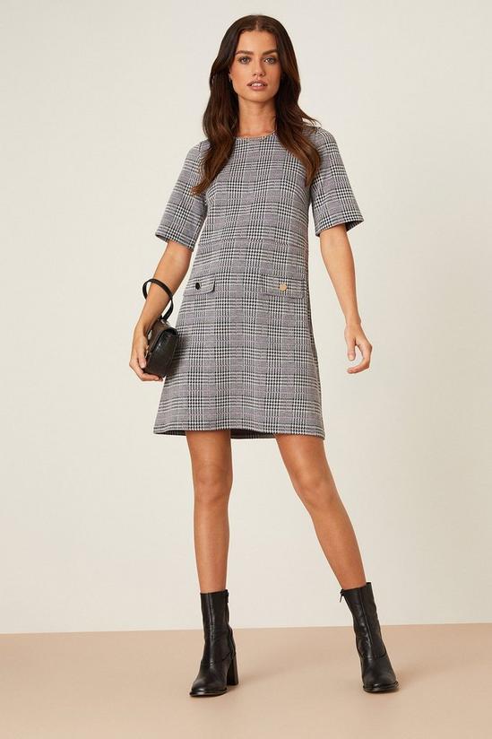 Dorothy Perkins Check Jacquard Short Sleeve Shift Mini Dress 2