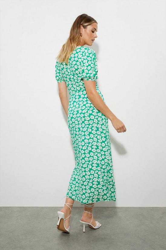 Dorothy Perkins Green Floral Ruched Front Midi Dress 3