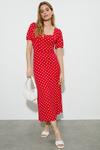 Dorothy Perkins Red Spot Ruched Front Midi Dress thumbnail 1