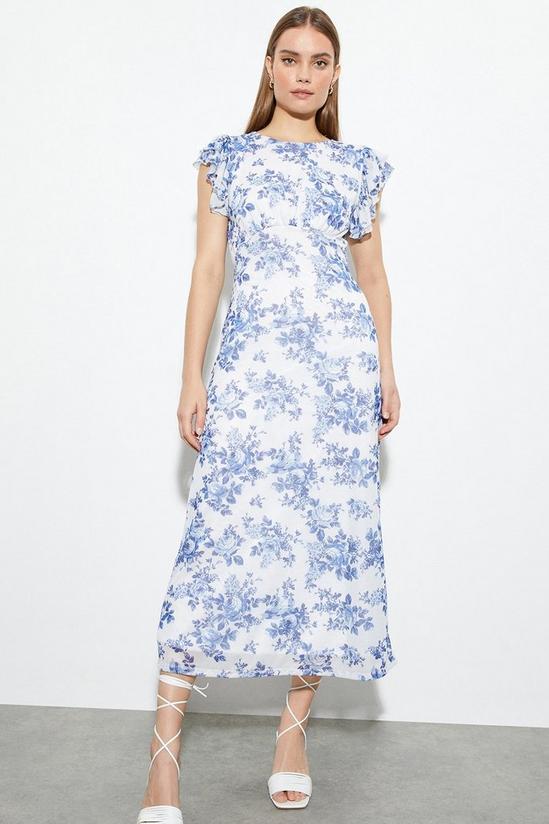 Dorothy Perkins Blue Floral Mesh Midi Dress 2