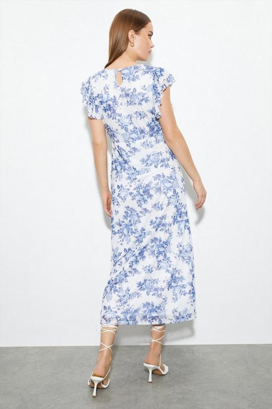 Dorothy Perkins Blue Floral Mesh Midi Dress 3