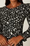 Dorothy Perkins Black Floral Shirred Cuff Mini Dress thumbnail 4