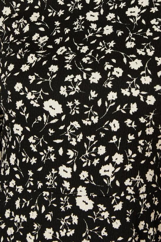 Dorothy Perkins Black Floral Shirred Cuff Mini Dress 5