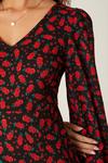 Dorothy Perkins Petite Red Rose Printed Midi Dress thumbnail 4