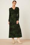 Dorothy Perkins Petite Green Printed Knot Detail Midi Dress thumbnail 2