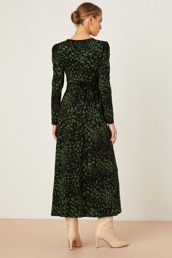 Dorothy Perkins Petite Green Printed Knot Detail Midi Dress 3