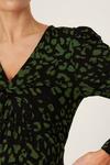 Dorothy Perkins Petite Green Printed Knot Detail Midi Dress thumbnail 4