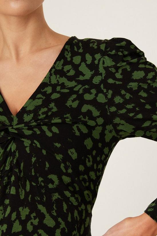 Dorothy Perkins Petite Green Printed Knot Detail Midi Dress 4