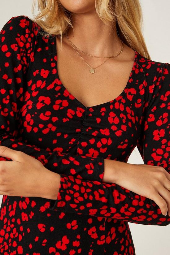 Dorothy Perkins Red Print Long Sleeve Sweetheart Midi Dress 4