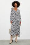 Dorothy Perkins Maddie Mono Geo Long Sleeve Midi Dress thumbnail 1