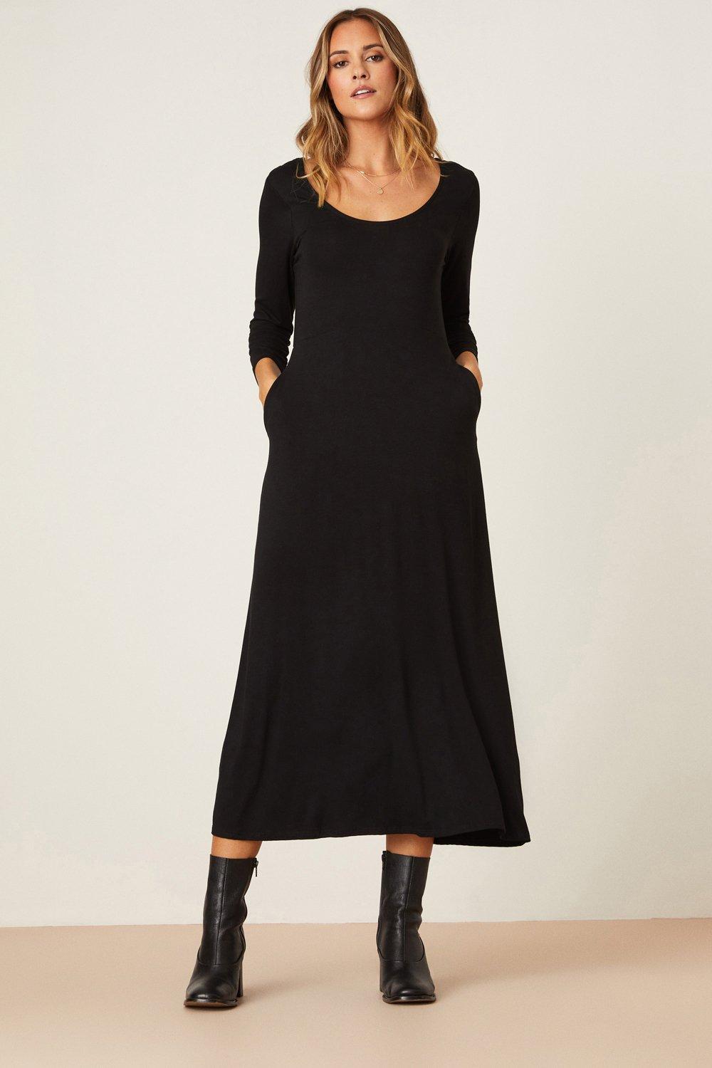 Black long sleeve 2025 dress with pockets