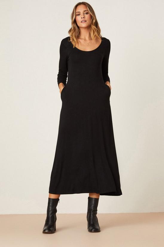 Dorothy Perkins Black Long Sleeve Midi Dress With Pockets 2