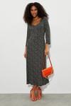 Dorothy Perkins Mono Spot Long Sleeve Midi Dress With Pockets thumbnail 2