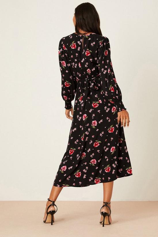 Dorothy Perkins Floral Long Sleeve Shirred Cuff Midi Dress 3