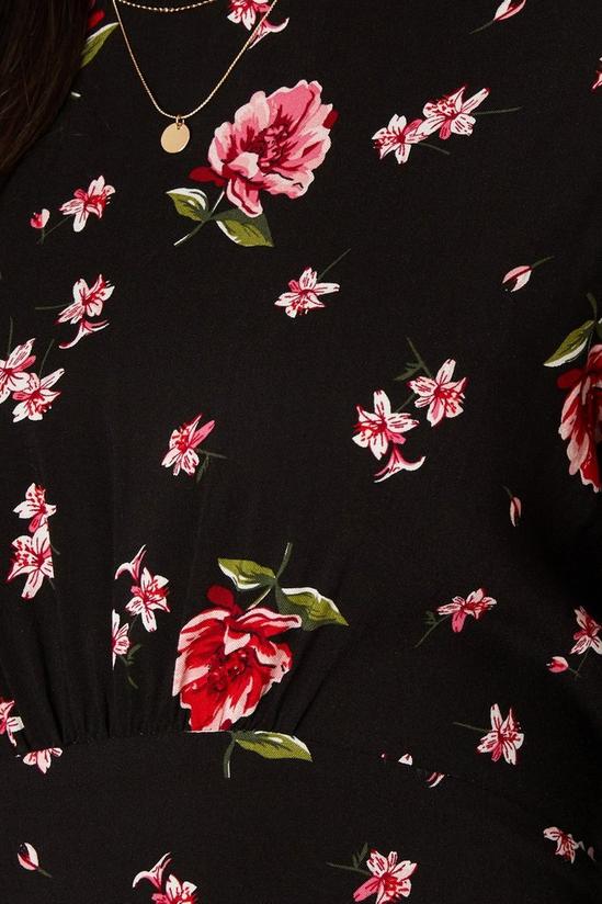 Dorothy Perkins Floral Long Sleeve Shirred Cuff Midi Dress 5