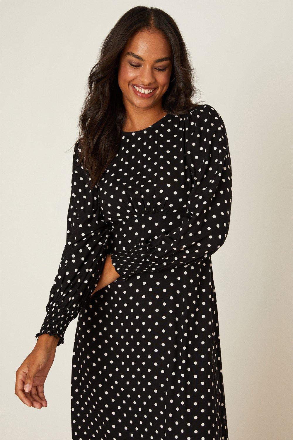 Spotty long clearance sleeve dress