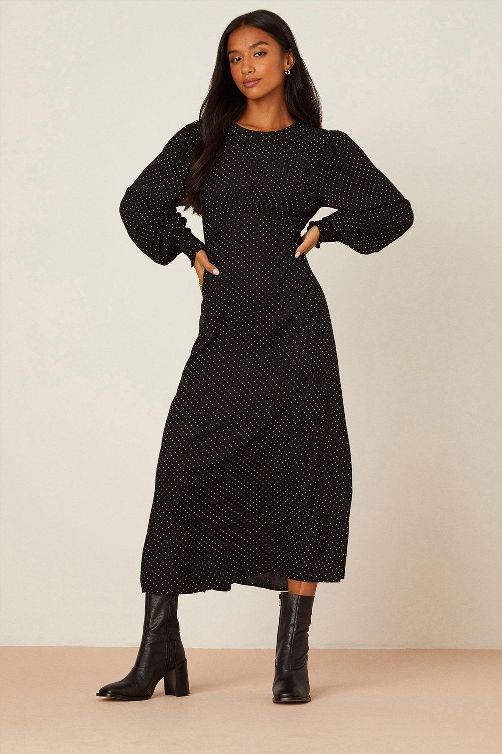 Petite long sleeve midi dress sale