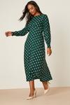 Dorothy Perkins Green Spot Long Sleeve Shirred Cuff Midi Dress thumbnail 2