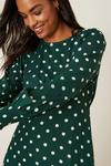 Dorothy Perkins Green Spot Long Sleeve Shirred Cuff Midi Dress thumbnail 5