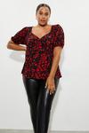 Dorothy Perkins Curve Red Animal Square Neck Top thumbnail 1
