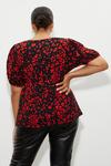 Dorothy Perkins Curve Red Animal Square Neck Top thumbnail 3