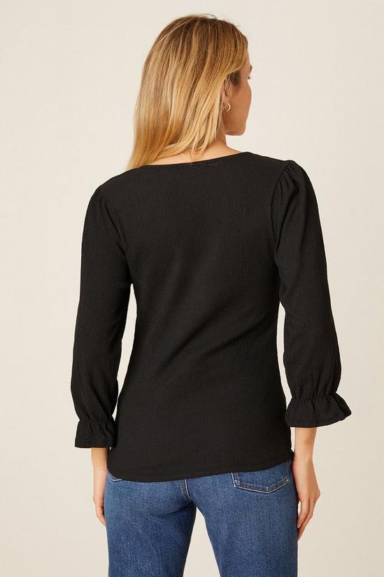 Dorothy Perkins Ruched Front Puff Sleeve Textured Top 3