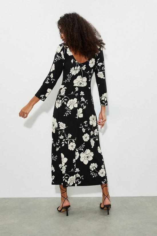 Dorothy Perkins Tall Black Large Floral Long Sleeve Midi Dress 3
