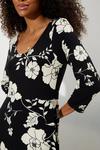 Dorothy Perkins Tall Black Large Floral Long Sleeve Midi Dress thumbnail 4