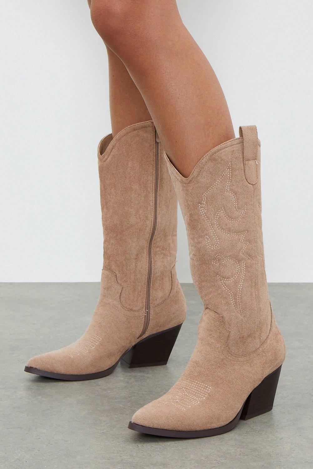 Women’s Kira Western Calf Boots - sand - 5