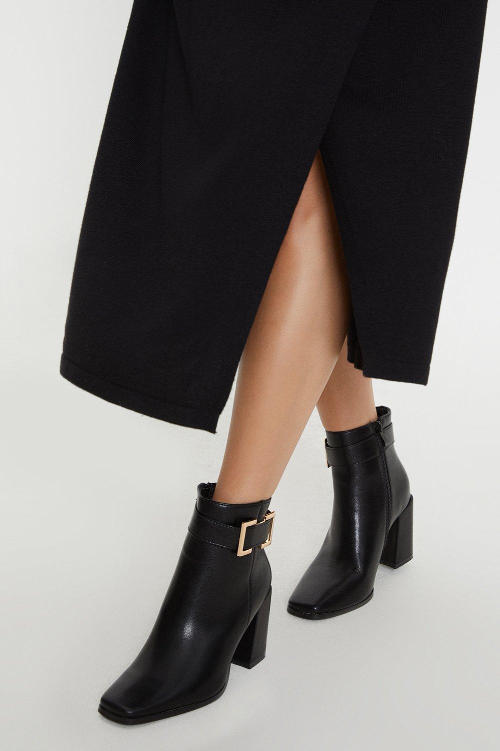 Women's Alto Buckle Detail Zip Up Ankle Boots - black - 7