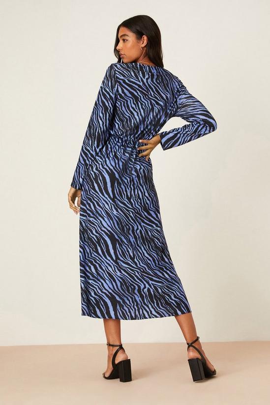 Dorothy Perkins Blue Zebra Ruched Front Midi Dress 3