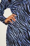 Dorothy Perkins Blue Zebra Ruched Front Midi Dress thumbnail 4