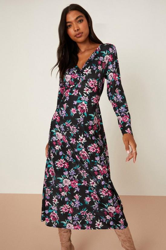 Dorothy Perkins Floral Ruched Front Midi Dress 2