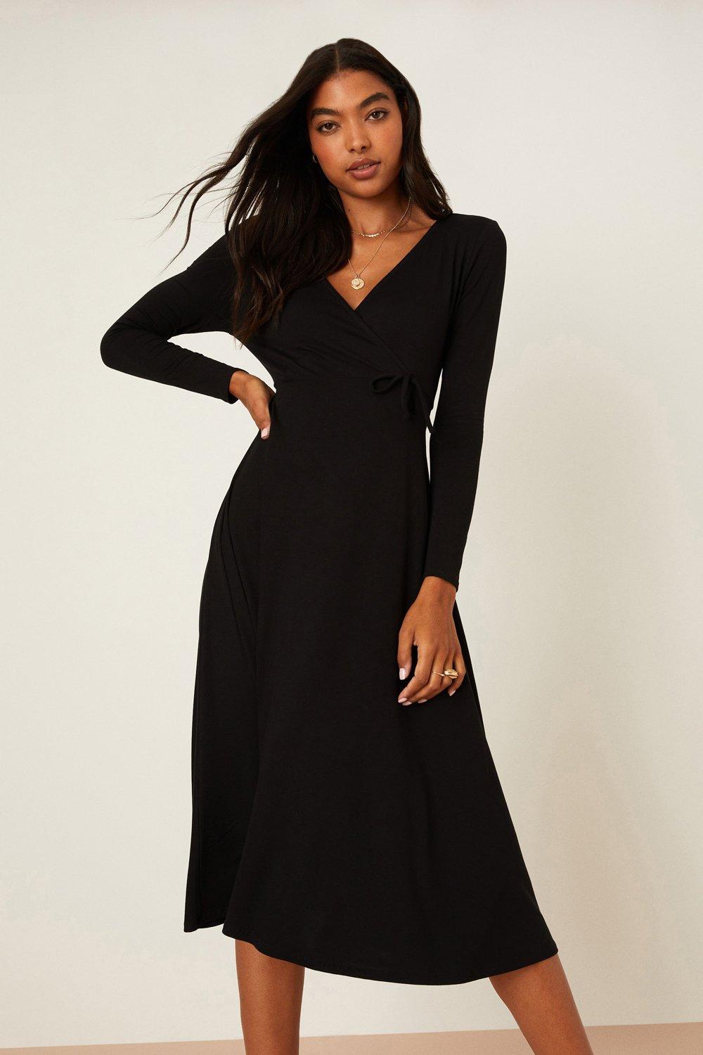 Black wrap hot sale around dress