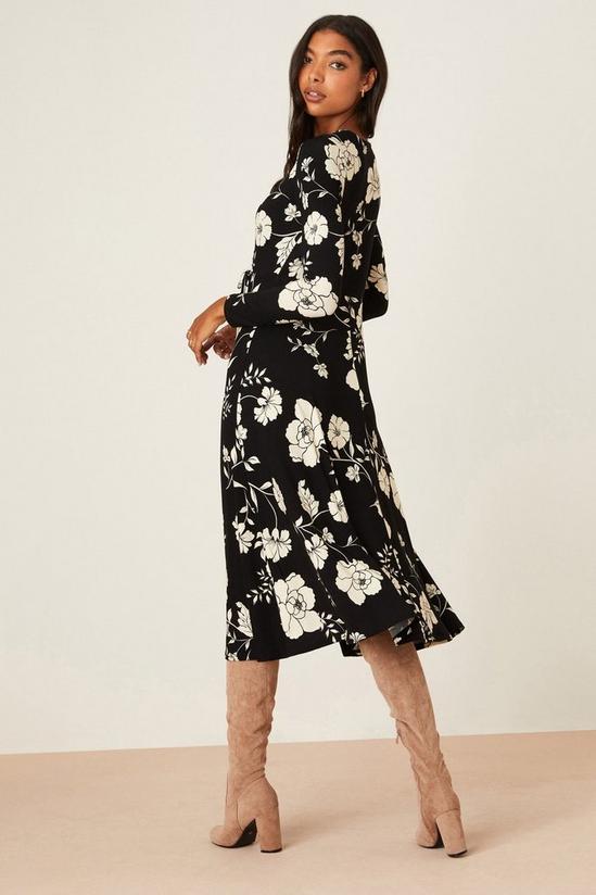 Dorothy Perkins Black Floral Wrap Midi Dress 3