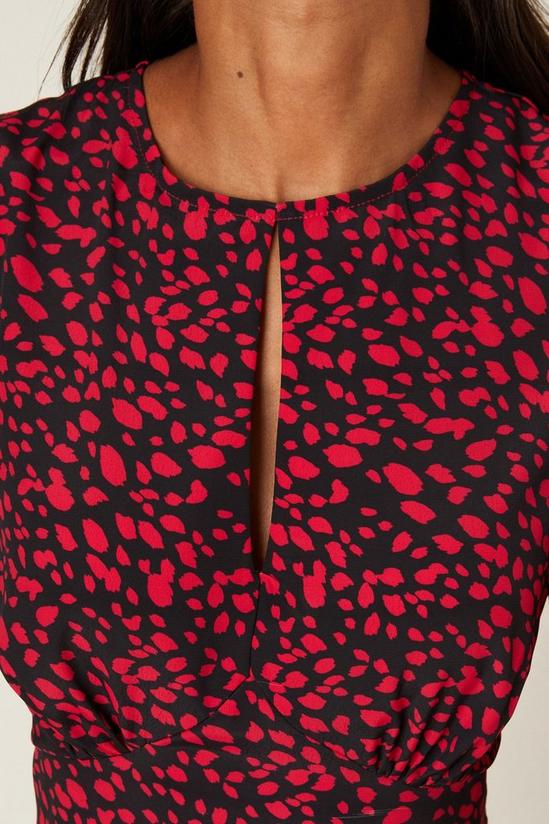 Dorothy Perkins Petite Red Print Keyhole Detail Midi Dress 4