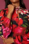 Dorothy Perkins Blurred Floral High Neck Keyhole Detail Midi Dress thumbnail 4