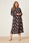 Dorothy Perkins Curve Black Floral Long Sleeve Empire Midi Dress thumbnail 2