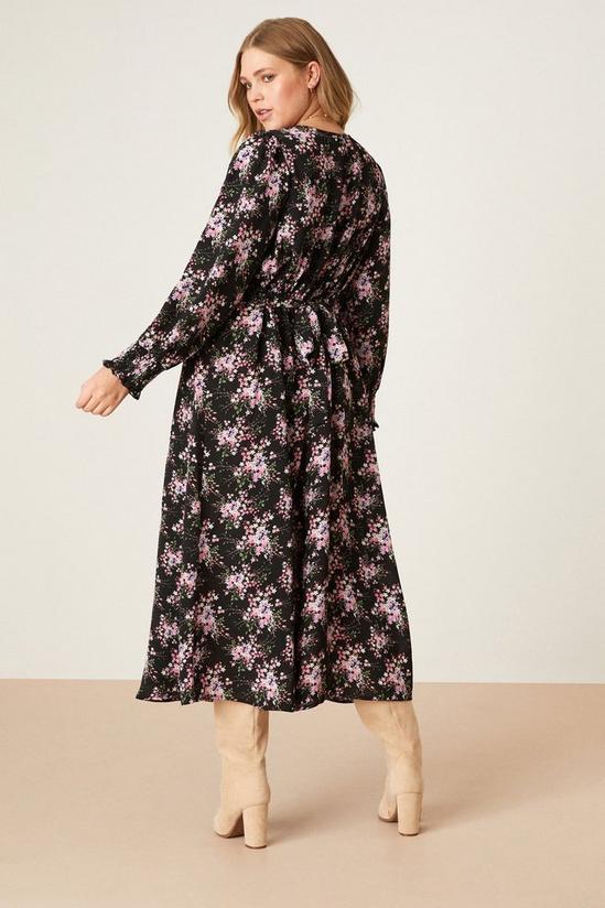 Dorothy Perkins Curve Black Floral Long Sleeve Empire Midi Dress 3