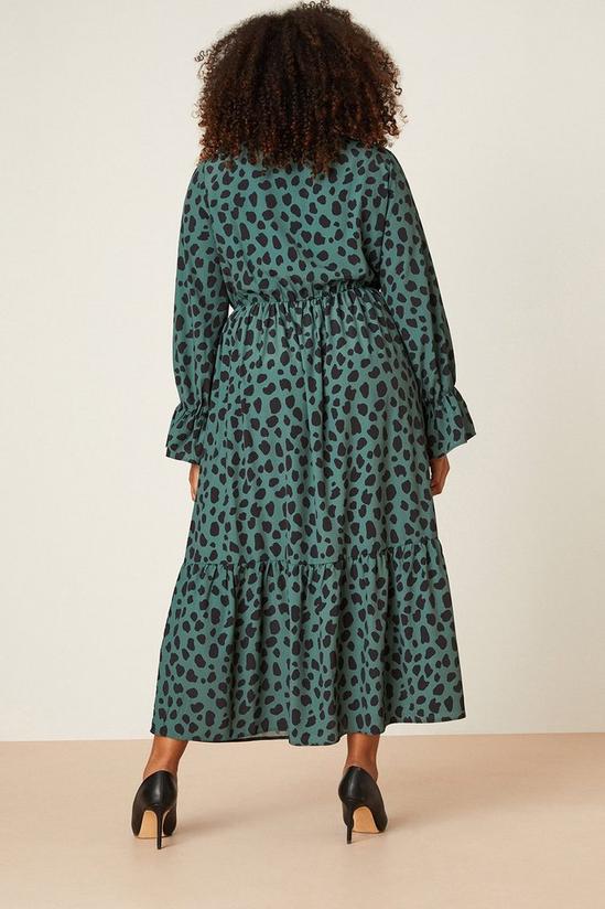 Dorothy Perkins Curve Green Animal Long Sleeve Midi Dress 3