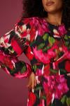 Dorothy Perkins Curve Blurred Floral High Neck Key Hole Detail Midi Dress thumbnail 4
