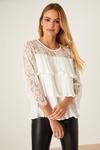 Dorothy Perkins Ivory Pleated Lace Blouse thumbnail 1