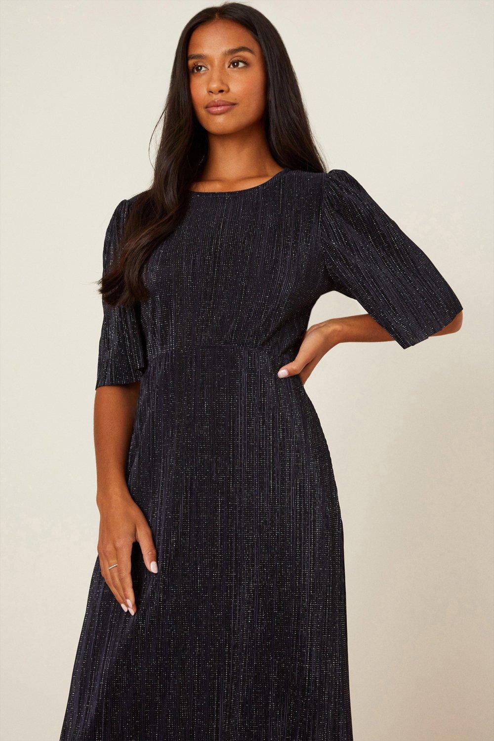 Dresses Petite Navy Plisse Margot Midi Dress Dorothy Perkins