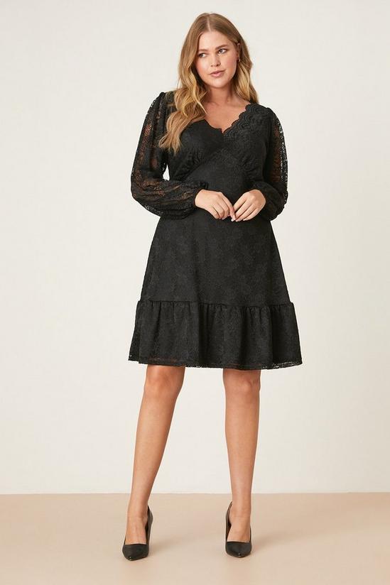 Dorothy Perkins Curve Black Lace Long Sleeve Mini Dress 2