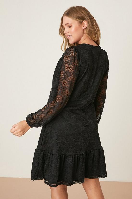 Dorothy Perkins Curve Black Lace Long Sleeve Mini Dress 3