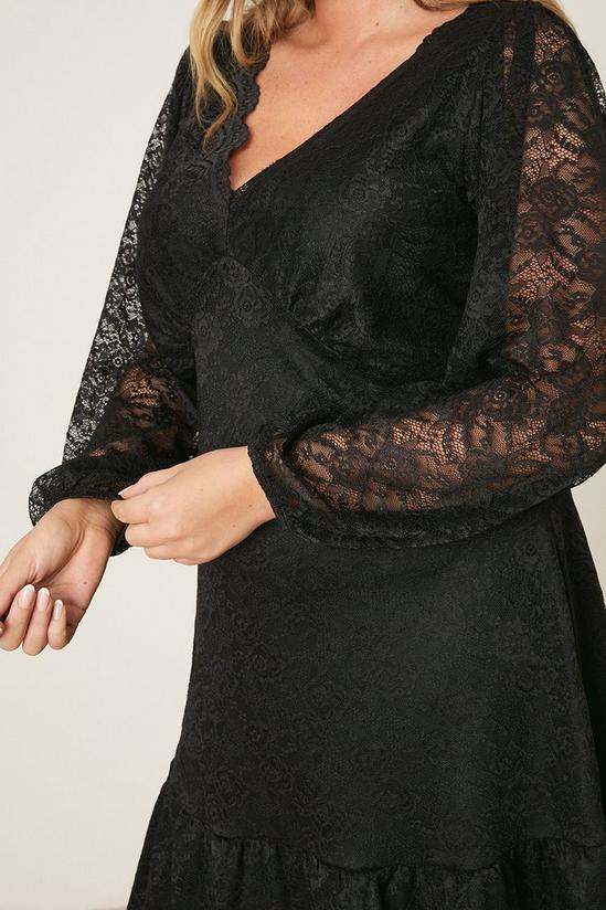 Dorothy Perkins Curve Black Lace Long Sleeve Mini Dress 5