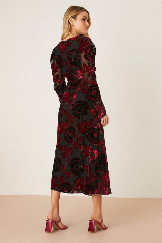 Dorothy Perkins Red Burnout Floral Wrap Midi Dress 3
