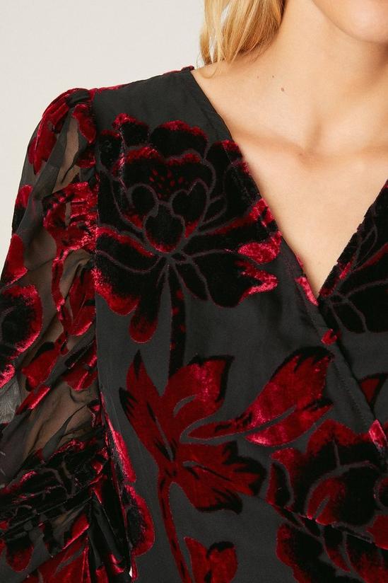 Dorothy Perkins Red Burnout Floral Wrap Midi Dress 4