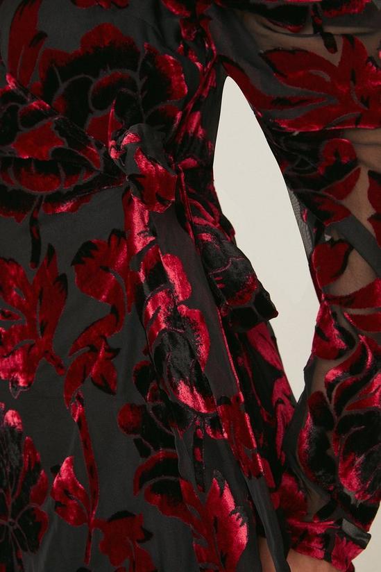 Dorothy Perkins Red Burnout Floral Wrap Midi Dress 5